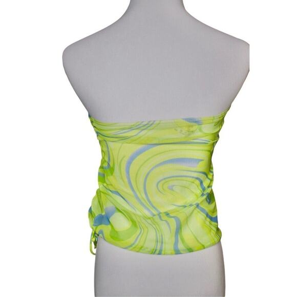 Sexy Mesh Tube Top Swim‎ Coverup XS Ruched See-Through Swimwear Vacation - Picture 4 of 7